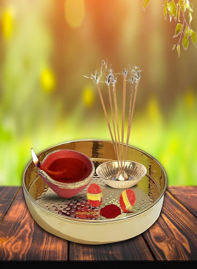 Pure Source India Traditional Handmade Earthen Clay Big Size Diya for Laxmi Poojan Multi Colour, 1 Piece - Image 4